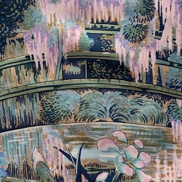 Herme's Claude Monet Giverny Garden Blue Pink Silk Scarf 35" square 1989 NIB - Picture 4 of 16
